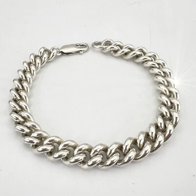 Bracciale da donna in argento massiccio sterling 925 braccialetto catena vintage - Immagine 1 di 4