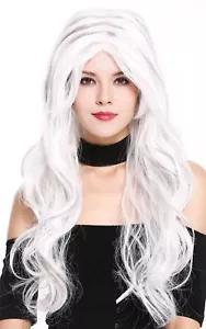 Wig Ladies Carnival Very Long Wavy Gray White Mix Centre Parting - Picture 1 of 4