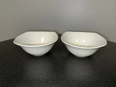 "JUEGO DE 2 cuencos cuadrados para servir pasta de porcelana blanca caja y barril 7"" x 7""" Foto 1 de 4