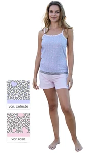 PIGIAMA DONNA GIROCOLLO IN FRESCO COTONE CON LACCINI PANTALONCINO CORTO - Foto 1 di 1