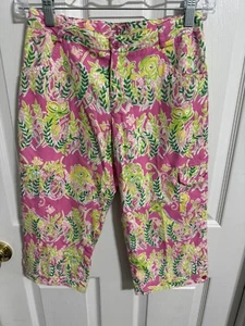 Lilly Pulitzer Cargo Capri Pants Safari Animals Millionaire's Row Girls Size 12 - Picture 1 of 6
