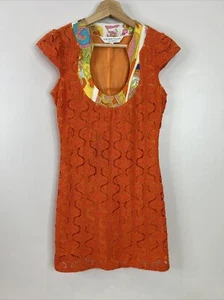 Trina Turk Women’s 0 Orange Crochet Silk Detail Neckline Shift Dress - Picture 1 of 13
