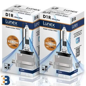 2 x D1R LUNEX XENON HID BULBS PK32d-3 Original 35W Ultra Blue +80% 6000K - Picture 1 of 1
