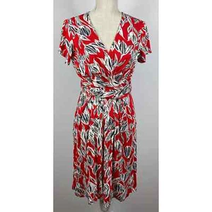 Matty M Wrap Front Short Sleeve Dress Color Lipstick Women's Size S - Picture 1 of 5