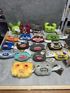 18 SPINMASTER Fuggler Funny Ugly Monster Plush Clip On KEY CHAIN Pouch Buttons - Picture 1 of 14