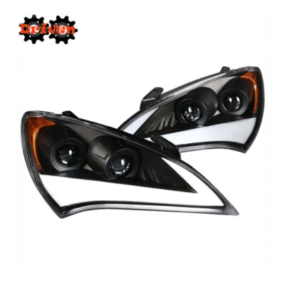 For: 10-12 Hyundai Genesis Coupe Black Projector Headlight w/LED Turn Signal SEQ - Изображение 1 из 4