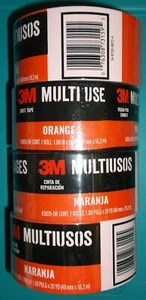 3M MULTI USE ORANGE DUCT TAPE 4 ROLLS 1.88 INCH WIDE 80 YARDS TOTAL NARANJA NEW - Picture 1 of 8