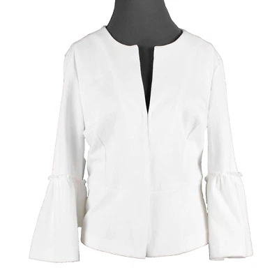 Blazer Roz & Ali Talla M Blanco Manga Campana Poliéster Algodón Spandex Foto 1 de 4