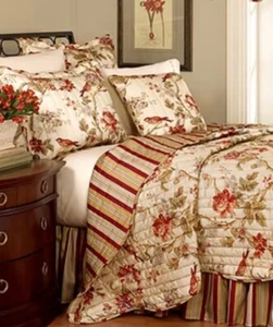 JCP WAVERLY CHARLESTON CHIRP PAPAYA KING QUILT SET 104" W X 90" L NEW - Picture 1 of 4