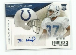 KERWYNN WILLIAMS (Colts) 2013 PANINI PROMINENCE ROOKIE AUTO CARD #210 & #907/999 - Picture 1 of 1