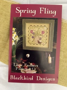 Blackbird Design Cross Stitch Pattern #13 SPRING FLING and Fabric - Picture 1 of 3