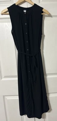 OLD NAVY Women’s Black Sleeveless Shirt Dress Lightweight Tie Belt Midi Size S - Image 1 of 4