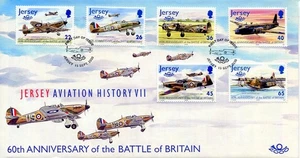 JERSEY: Aviation History VII – Battle of Britain First Day Cover–FDC (2000) - Picture 1 of 1