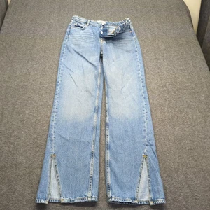 Pantalones de mezclilla Free People para mujer 28 azul botón mosca líneas largas divididos rectos lavado claro - Imagen 1 de 16