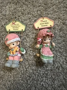 Precious Moments Ornaments On Swings Boy/girl - Picture 1 of 4
