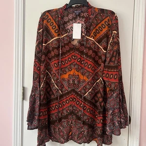 Roaman’s Damen Gr. 26W Rost Rot Braun Bauern Boho Tunika Bluse Festival Neu mit Etikett - Bild 1 von 10