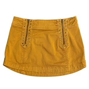 Free People Minirock Reißverschlüsse Metall Nieten Senf Bohemian Punk Damen Gr. 2 - Bild 1 von 8