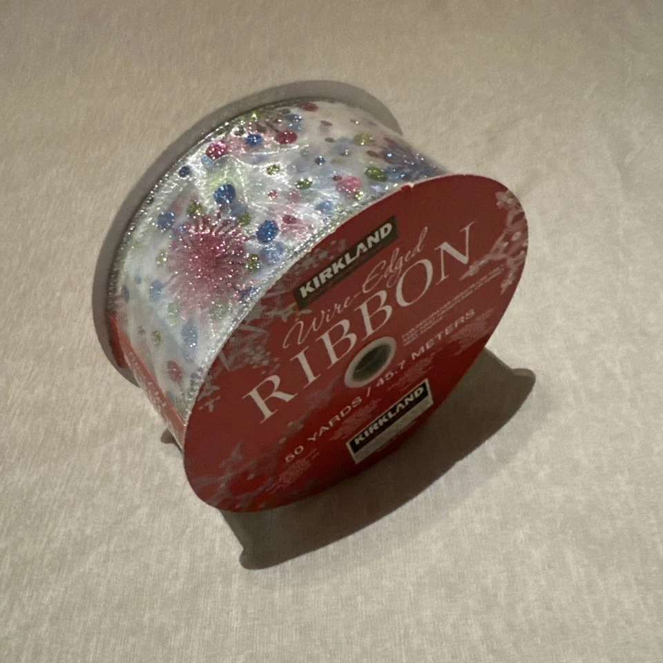 Kirkland Signature Wire-Edged Ribbon 50 Yards Multicolor Glitter Holiday Craft - Image 1 of 3