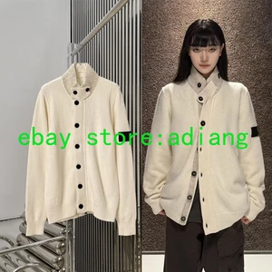 Wollmischung Strick High Neck Zipper Pullover Cardigan Mantel Damen 2025 Beige SML - Bild 1 von 8