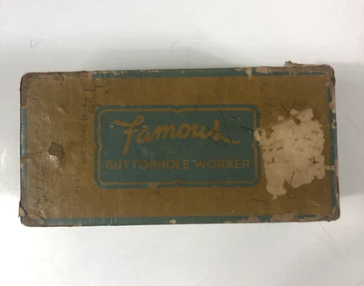 FAMOUS BUTTONHOLE WORKER ORIGINAL BOX With Instructions & Chisel Handle - Image 1 of 4