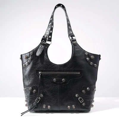 BALENCIAGA Le Cagole Carry All Tote Bag 759952 Leather Black Auth #10146A - Image 1 of 4