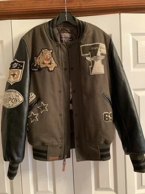 Top Gun 豹纹轰炸机夹克 M 码刺绣前后美国空军 — 第 1/4 张图片