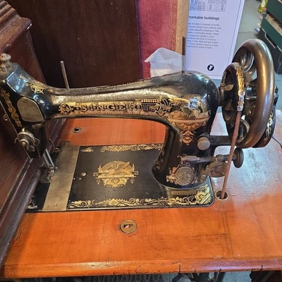 Singer Coffin Case Manual Sewing Machine and table - Image 1 of 4