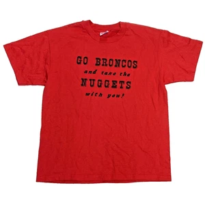 90s Go Broncos Take The Nuggets With You Red T-Shirt Hanes Heavyweight 50/50 - Bild 1 von 5