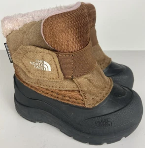 Waterproof The North Face Toddler Alpenglow Snow Hiking Boots Size 6 Brown Pink - Picture 1 of 9
