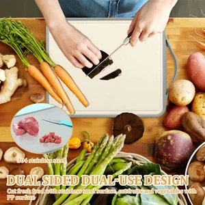 Cutting Board Stainless Steel Chopping Board with Grinding Area Double weeSU - Picture 1 of 12