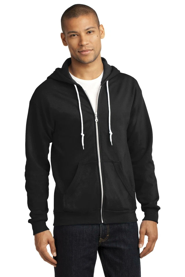 Anvil Mens Long Sleeve Full Zip Hooded Stylish Sweatshirt With Pockets 71600 - Image 1 of 1
