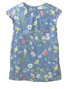 Mini Boden Blue Grey Print Dress Flowers & Birds Pockets Size 4-5* - Picture 1 of 8