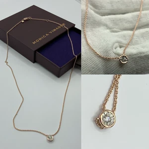 monica vinader Solitaire Diamond Medium Chain Necklace 18k Rose Gold Vermeil... - Picture 1 of 12