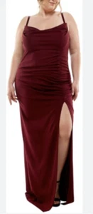 EMERALD SUNDAE Womens Wine Sleeveless Side-Ruched Maxi Formal Dress Plus 24W - Picture 1 of 9