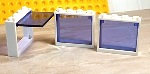 LEGO Purple Windows White Frame Lot of 3 Opening Swing Glass Door Translucent - Picture 1 of 1