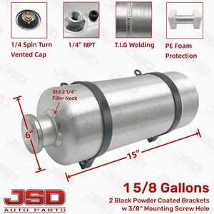 ✨ 1 5/8 Gallons 6''x15'' 1/4 NPT Aluminum Spun Gas Tank Vertical Fuel Tank Cell - Picture 1 of 9