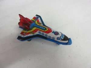 VINTAGE FRICTION SPACE PLANE TIN & PLASTIC JAPAN TOY PLANE 173-F - Picture 1 of 3
