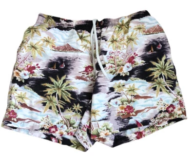 Lands' End Men's Hawaiian Tropical Print Swim Trunks Shorts Palm Trees  XL 40-42 - Image 1 of 4
