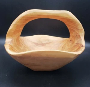 Handgeschnitzte D'ECCO Grat Holzkorb Schüssel mit Griff rustikale primitive Kabine - Bild 1 von 9