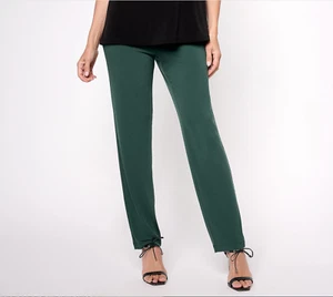 Susan Graver Essentials XL Evergreen Regular Liquid Knit Straight Leg Pants - Picture 1 of 6