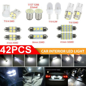 42pcs Car Interior White Combo LED Map Dome Door Trunk License Plate Light Bulbs