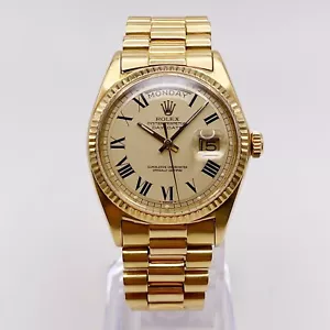 Rolex Day-Date 36mm 18K Yellow Gold Buckley Roman Dial Automatic Watch 1803 - Picture 1 of 8