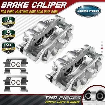 Pair Front Brake Calipers Set with Bracket for Ford Mustang 2015 2016 2017 2018 - Image 1 of 4
