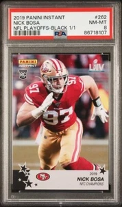 PSA 8 Nm-Mint 2019 PANINI NFL PLAYOFFS #262 NICK BOSA RC 49ERS NERO 1/1 Made - Foto 1 di 2