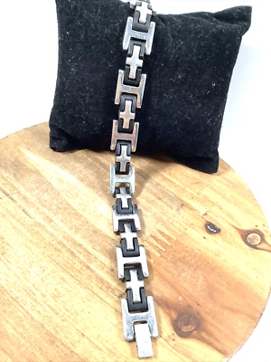 Pulsera Hombre Acero Inoxidable y Goma Diseño "t" Talla 8 Cierre Plegable Foto 1 de 4