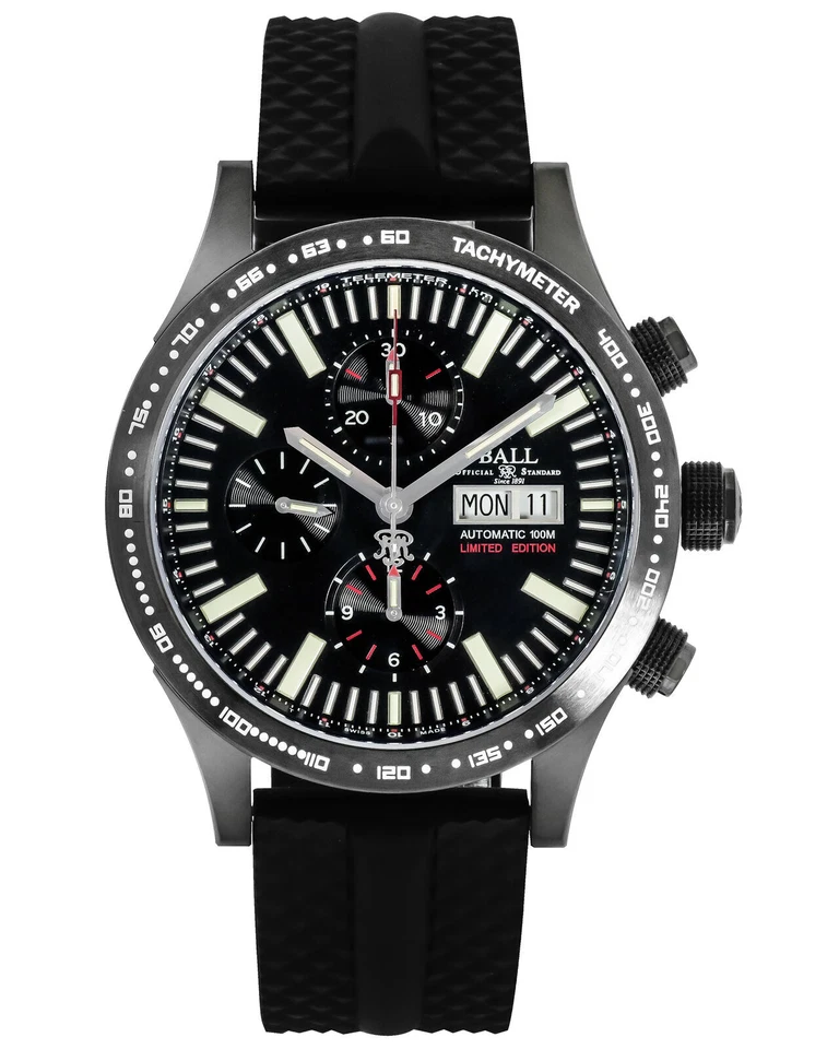 Ball CM2192C-P2-BK Fireman 43mm Black Stainless Steel Black Rubber Men's Wristwatch