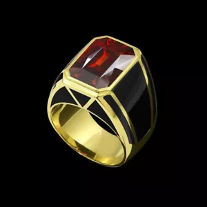 Anillo de esmalte negro de 18 quilates para boda rojo banda circular para hombre mujer talla 6-11 - Imagen 1 de 8