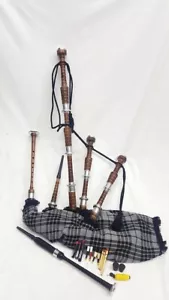 Tunable Scottish Great Highland Dudelsäcke - Palisander Natur Silber Halterungen - Bild 1 von 2
