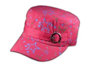 Pink Cadet Cap with Colored Stars and Buckle - Picture 1 of 4