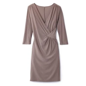 Ladies Knit Wrap Dress - V-Neck - Front Runching -Camel/Tan Color - Plus Size 3X - Picture 1 of 1